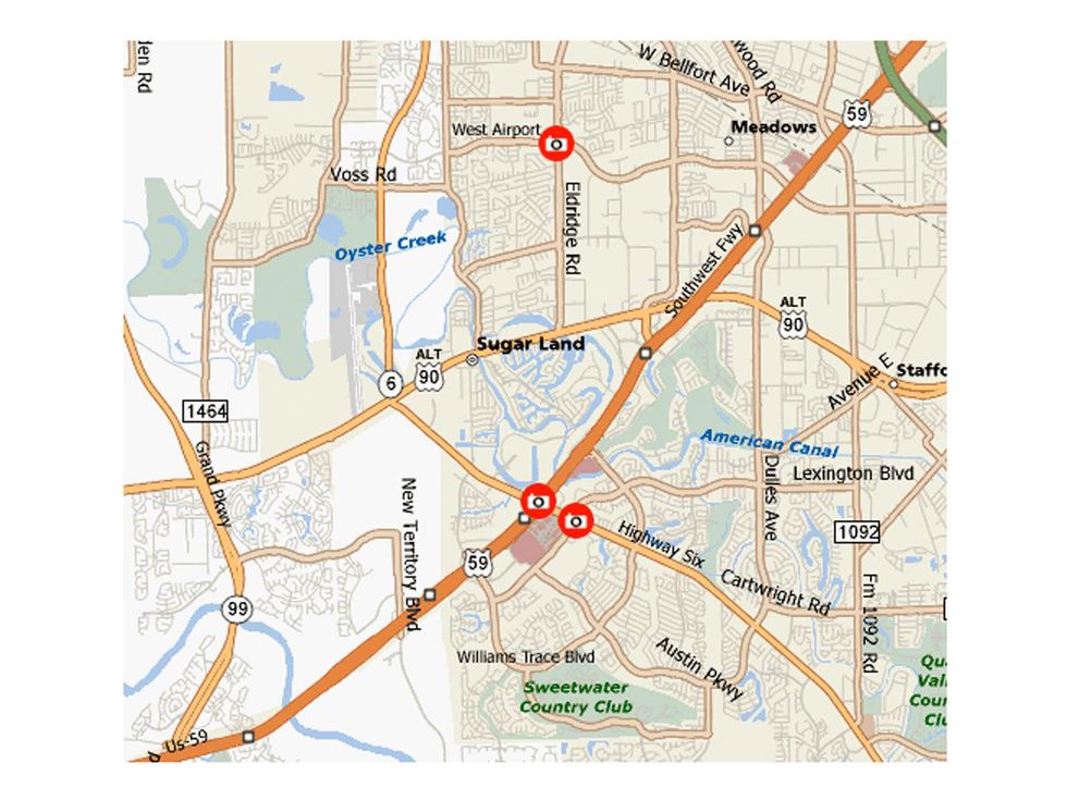 Sugar Land, red light camera, safe light camera, map, March 2013