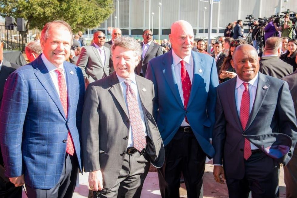 Super Bowl Countdown Clock, Feb. 2016, Ric Campo, Ed Emmett, Bob McNair, Sylvester Turner