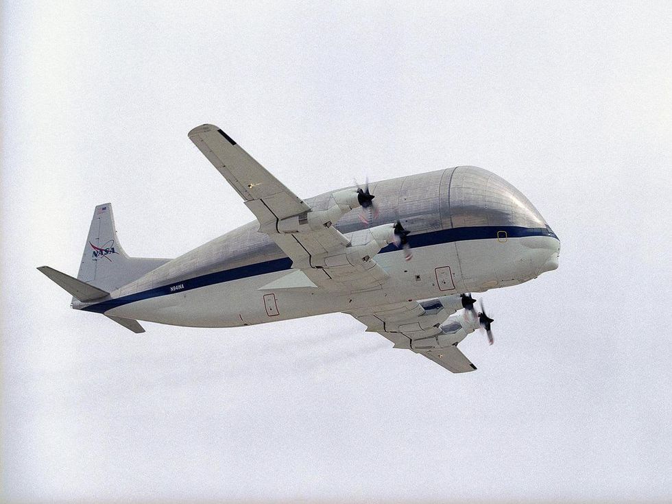Super Guppy in flight airplane NASA