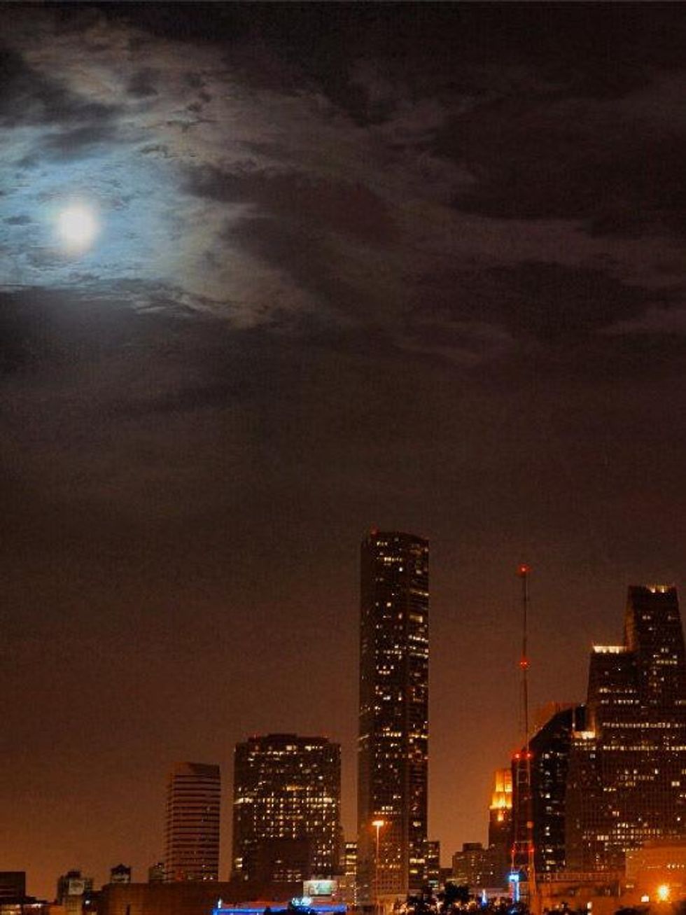 super moon over downtown Houston June 2013