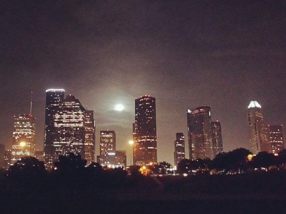 super moon over downtown houston June 2013