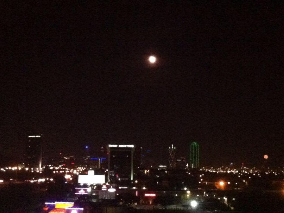 supermoon over Dallas skyline JUne 2013