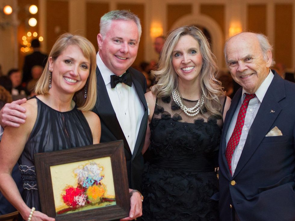 Susan and Chris Dray, from left, Stephanie Ann Jones and David Adickes at the Preservation Houston Cornerstone Dinner February 2014
