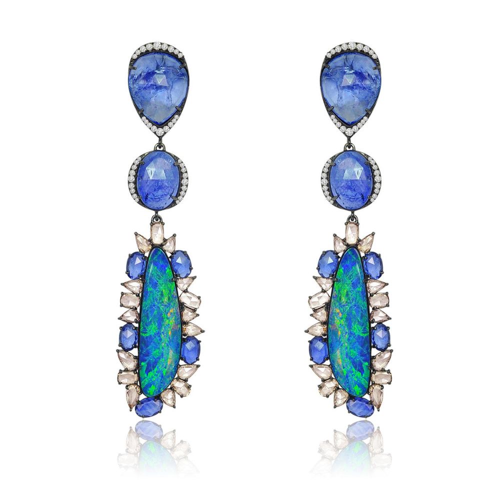 Sutra Sapphire and Opal Earrings