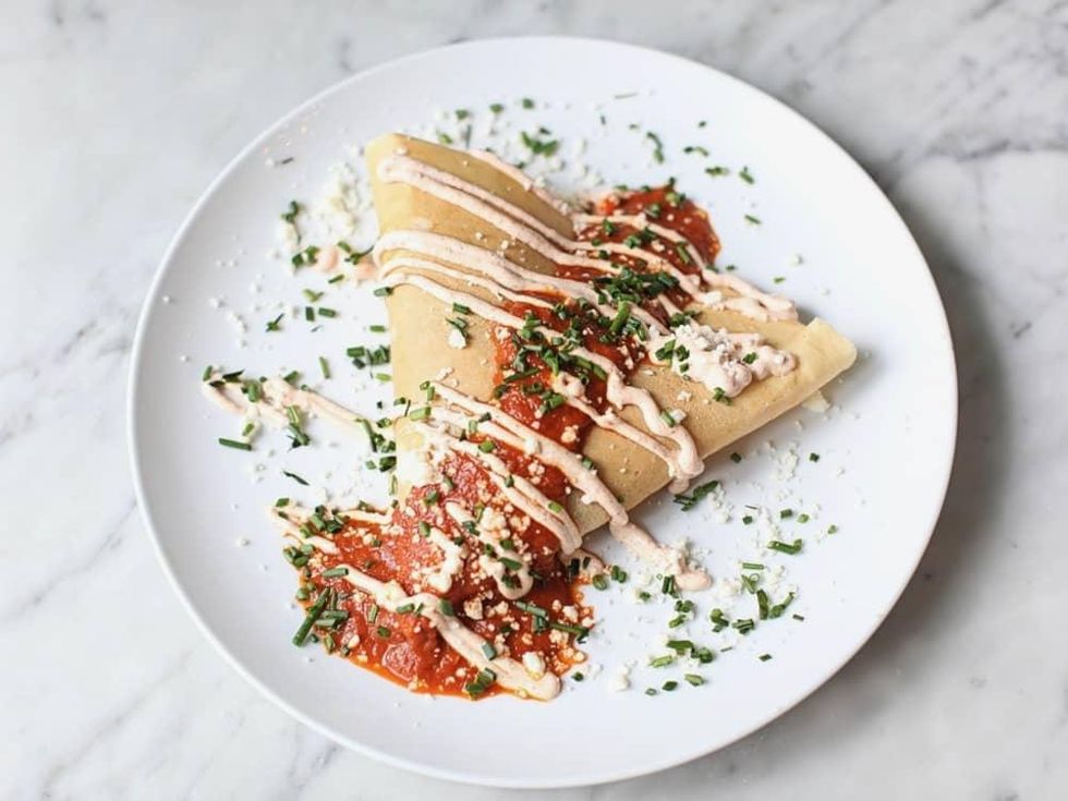 Sweet Paris Creperie chicken enchilada crepe