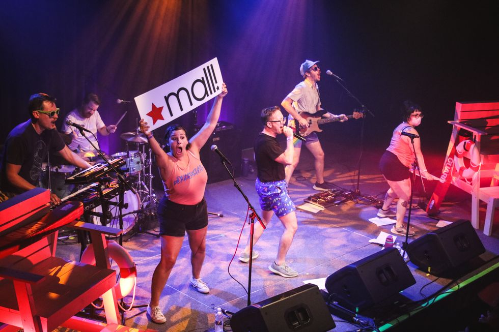 Swimwear Department performs live at The Heights Theater.