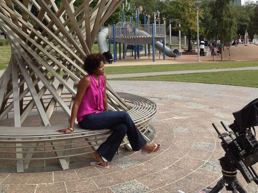Swoopes with Sheryl Swoops at Discovery Green in Houston