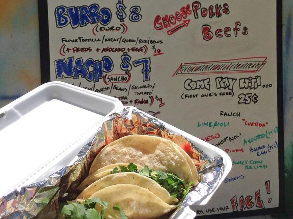 Taco Nuts food truck L.J. Wiley menu board