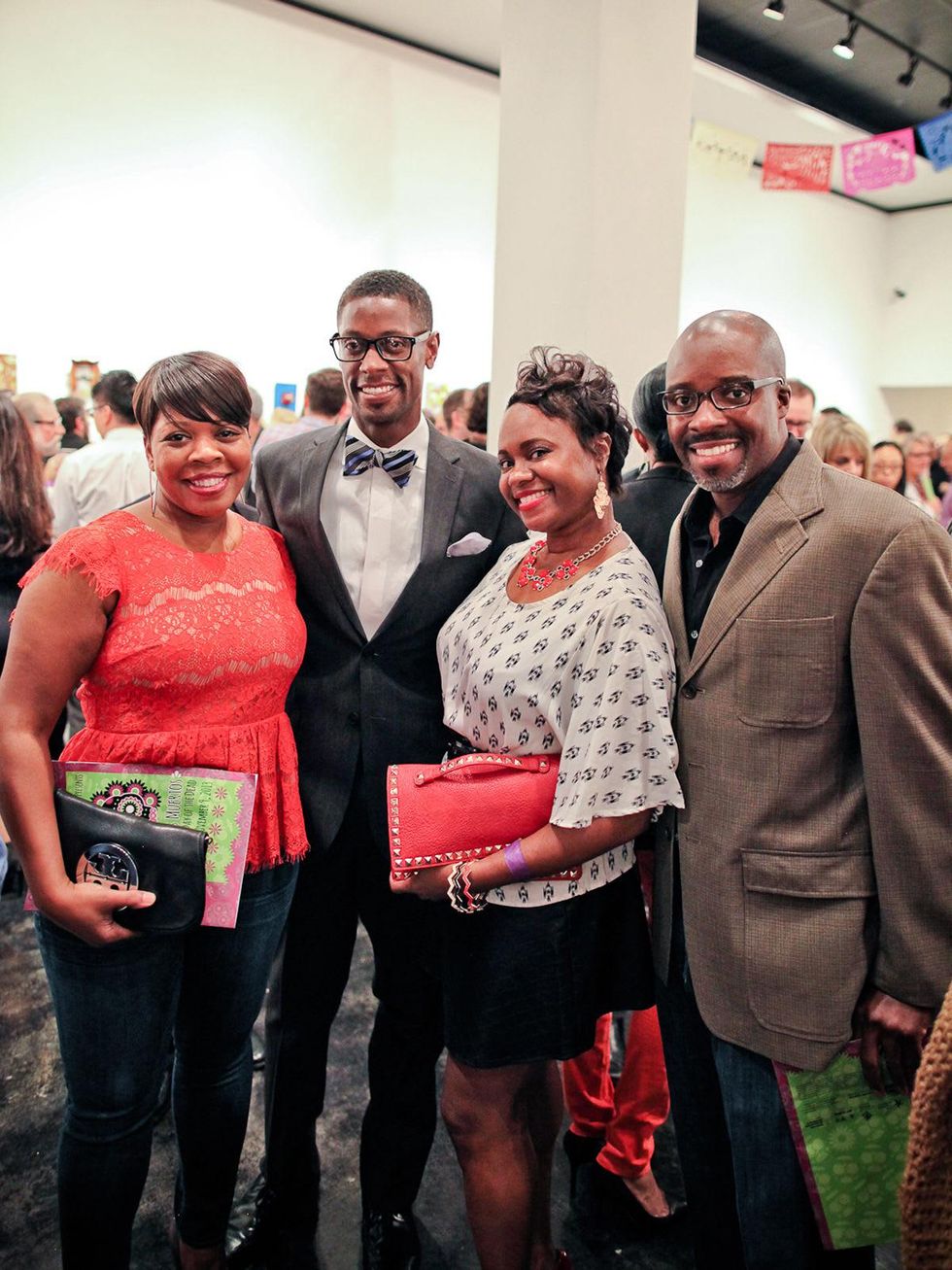 Tanzania Lockhard, from left, Apriel Powell Martin, Dexter W. Johnson and Dexter Evans at the Lawndale Gala and Retablo Silent Auction October 2013