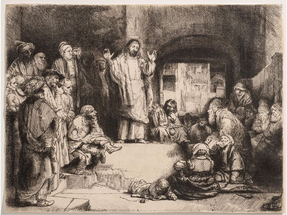 Tarra Gaines The Menil Gandhi exhibition October 2014 Rembrandt_Christ_Preaching