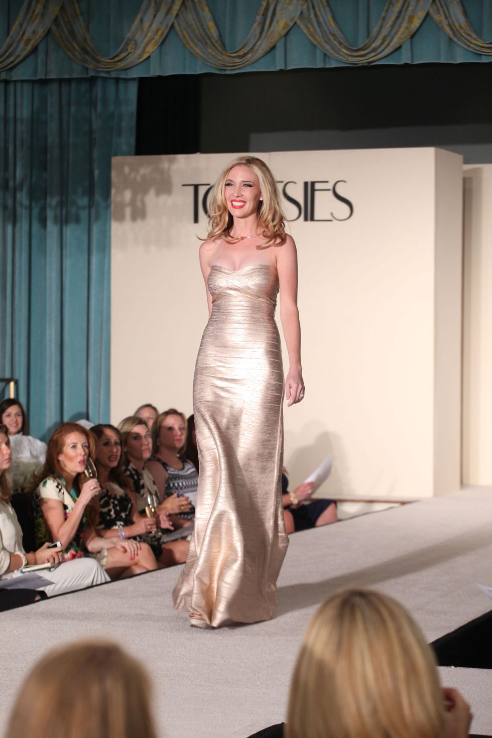 Tea Room Model - Elizabeth Wilhite in Herve Leger gown Junior League fall luncheon September 2014