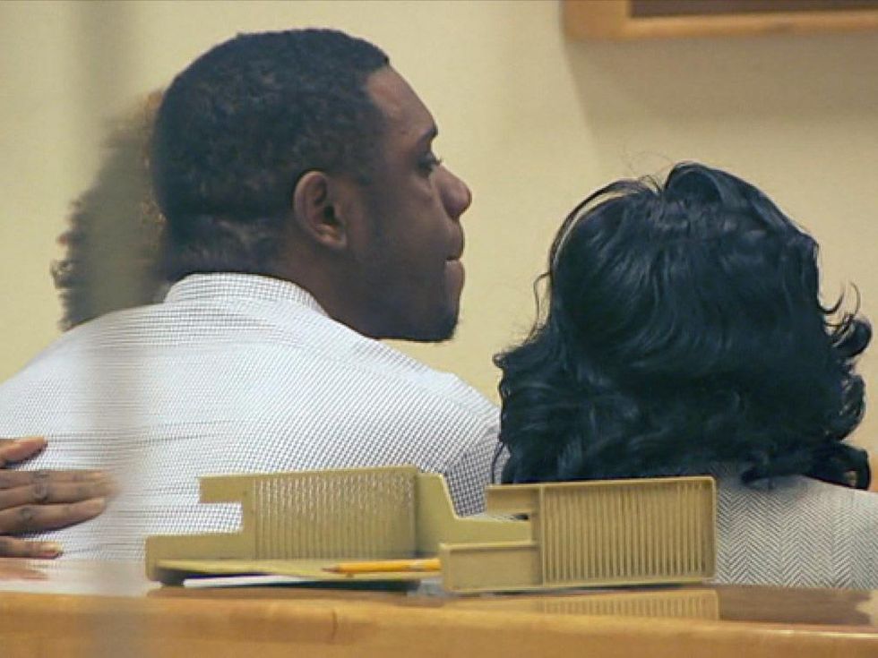 Terrance Jones in court after kicking homeless man August 2013 RUN FLAT