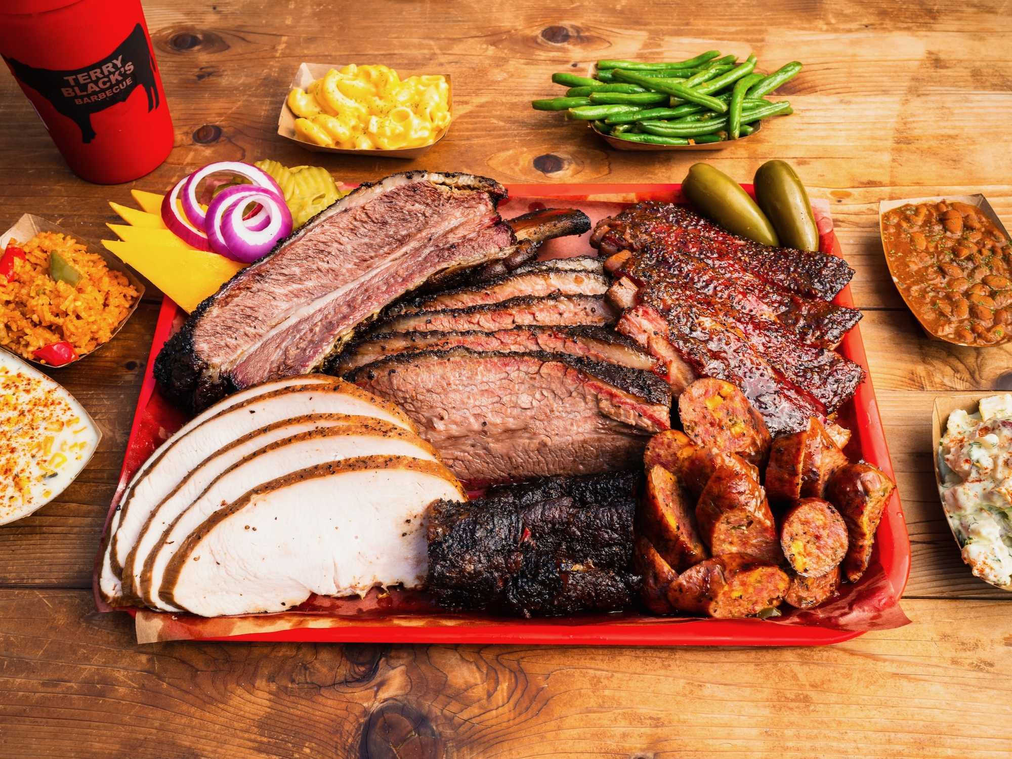 Terry Black's Barbecue food spread