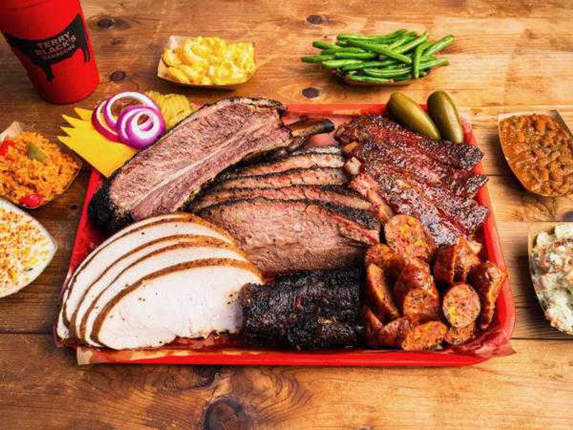 Terry Black's Barbecue food spread