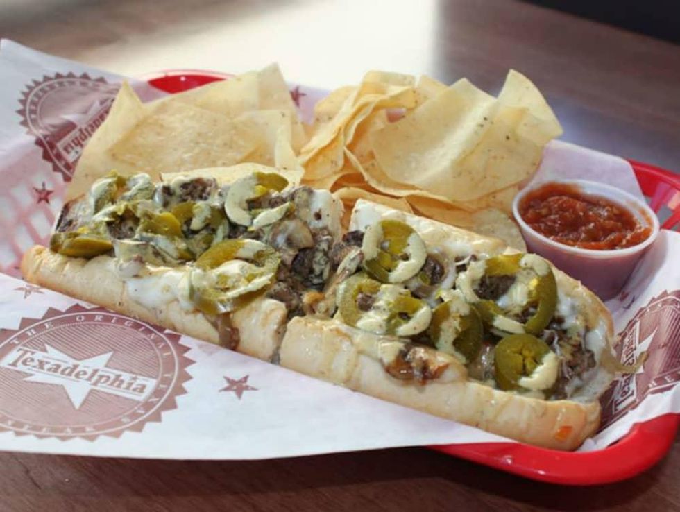 Texadelphia cheese steak sandwich