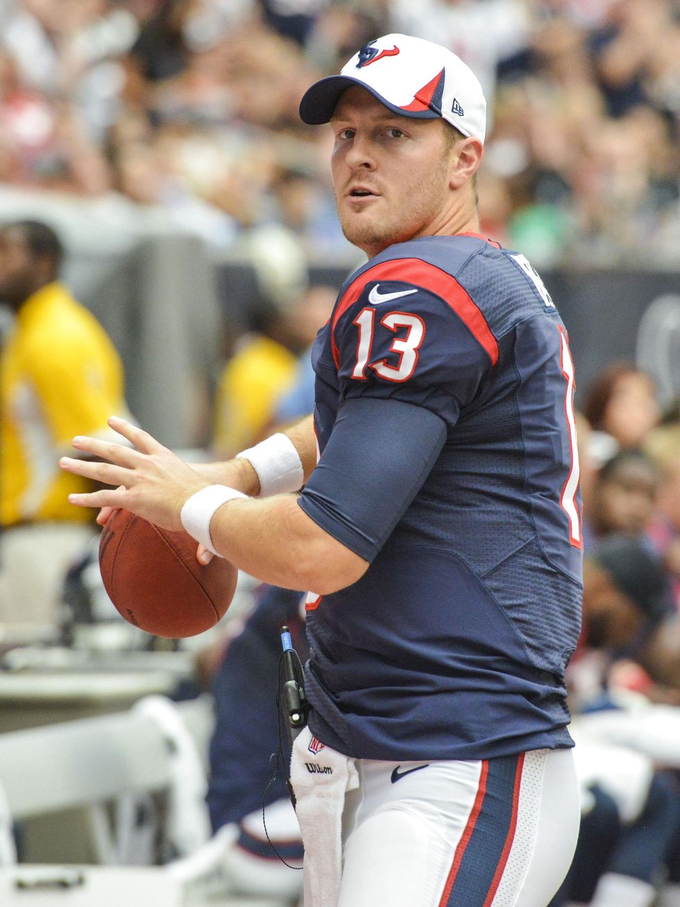 Texans vs. Saints August 2013 T.J. Yates warming up
