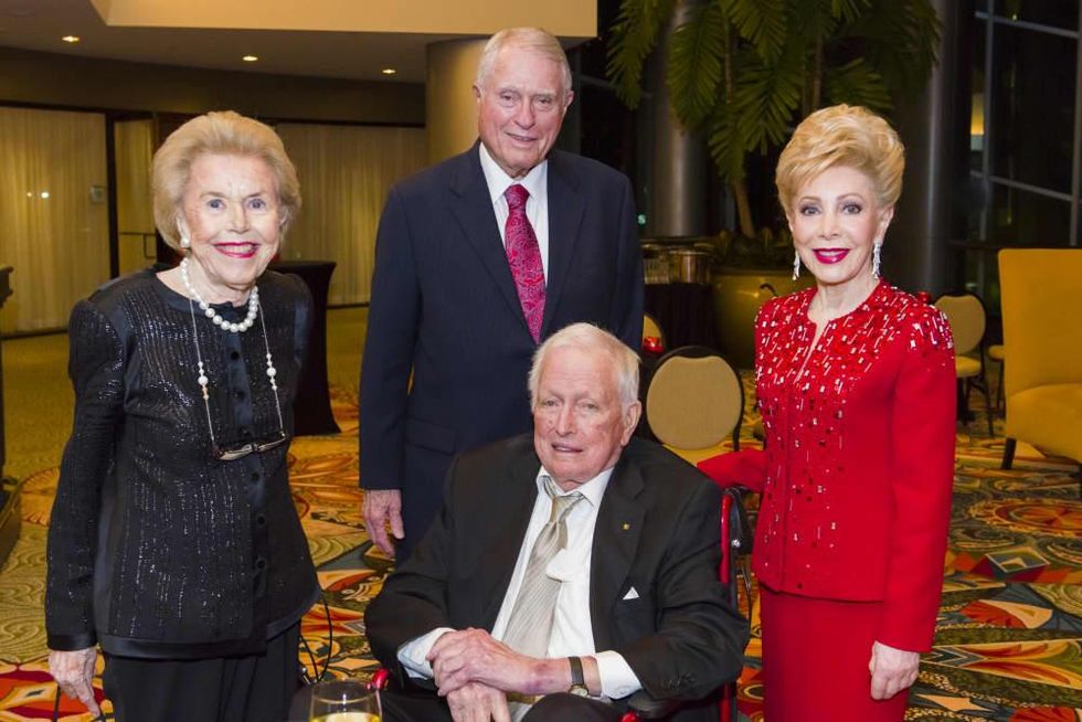 Texas Heart Institute dinner, Feb. 2016, Louise Cooley, Dr. Denton Cooley, Jim Daniels, Margaret Alkek Williams
