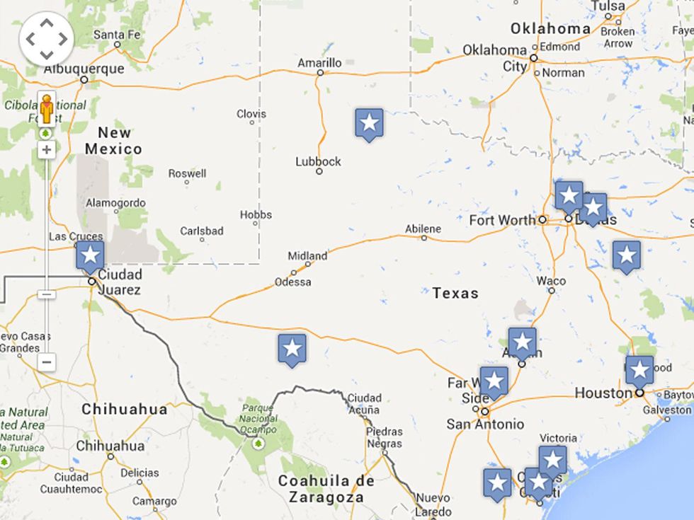 Texas' most endangered places 2013 map