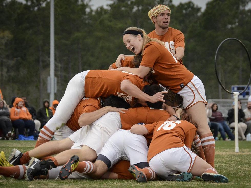 Texas Quidditch team celebrates after winning second championship at Quidditch World Cup VII 2014