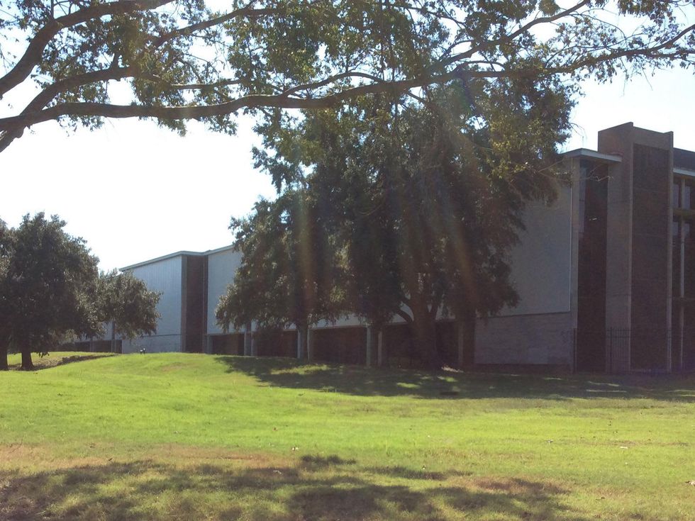 The 192-acre Texas Instruments site has low rise campus style buildings and lots of vacant land. October 2014
