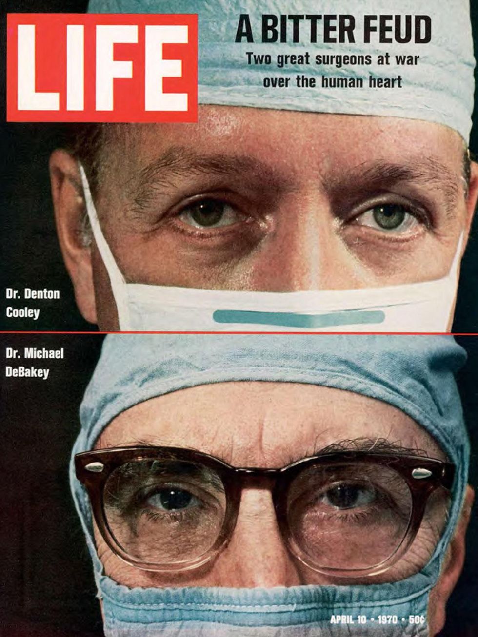 The 1970 Life magazine cover story by Thomas Thompson stated "Houston's two master heart surgeons are locked in a feud," identified as "The Texas Tornado vs. Dr. Wonderful."