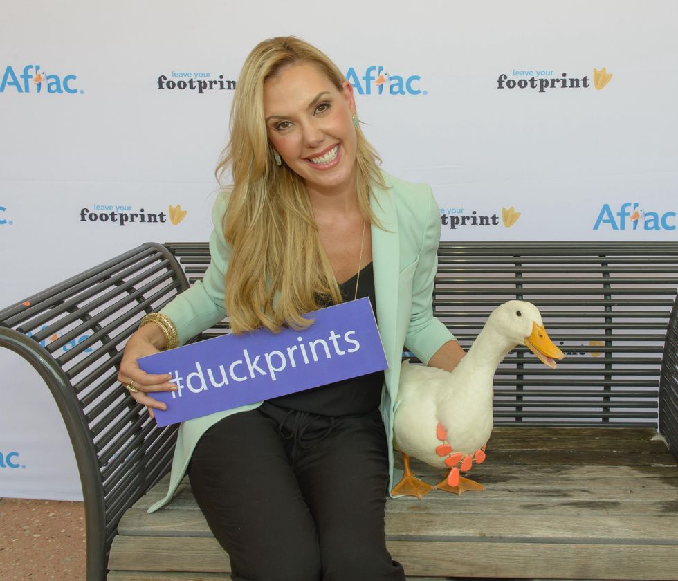 The Aflac Duck wears a specially designed necklace by Kendra Scott