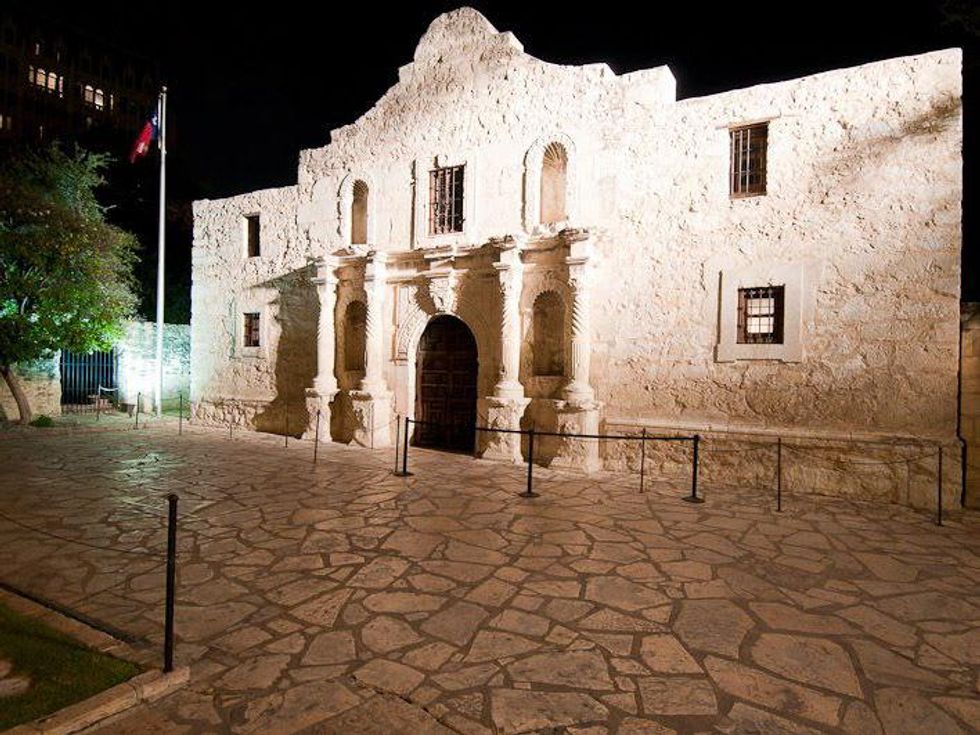 The Alamo at night