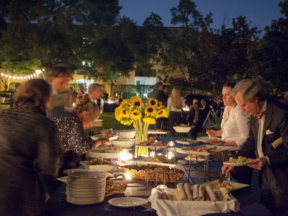 The buffet at Rothko Chapel's Moonrise Party on the Plaza October 2013