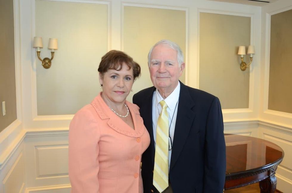 The Center luncheon, Feb. 2016, Eva Aguirre, Wayne Johnson