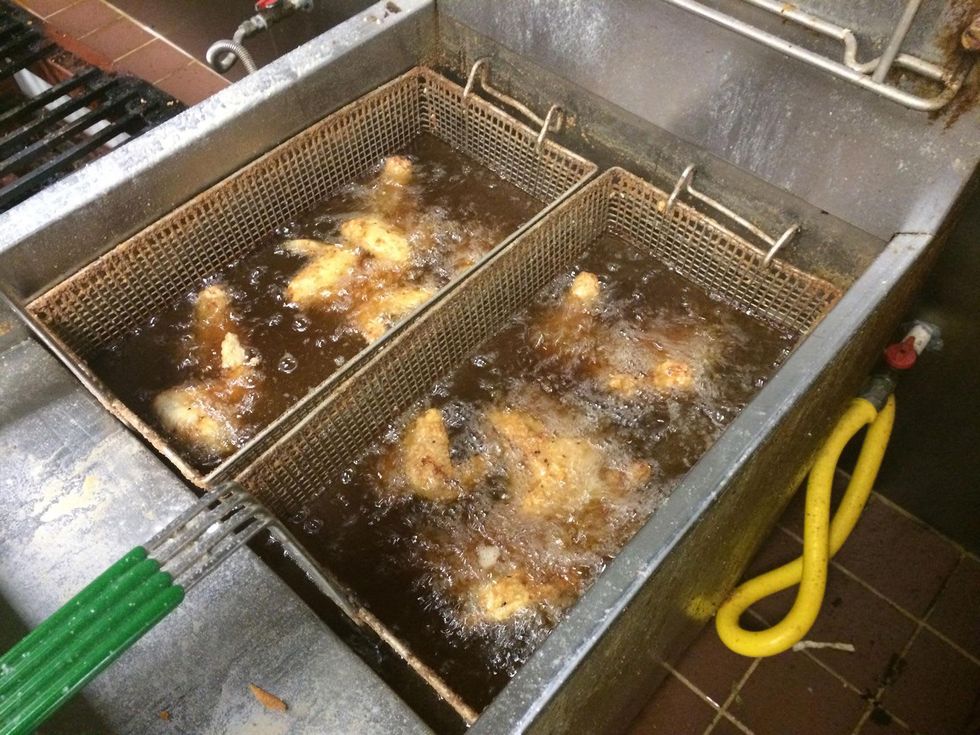 The Chicken Ranch August 2014 chicken being fried