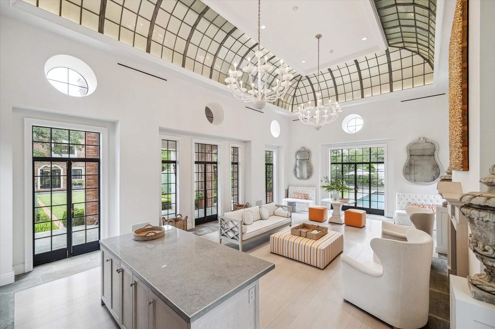 The entertainment pavilion overlooking the pool at 2110 River Oaks Boulevard