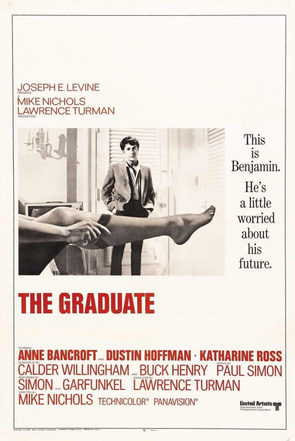 The Graduate movie poster Dustin Hoffman and leg