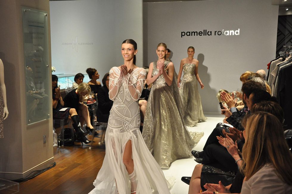 The grand finale at the Pamella Roland runway show at Elizabeth Anthony November 2014