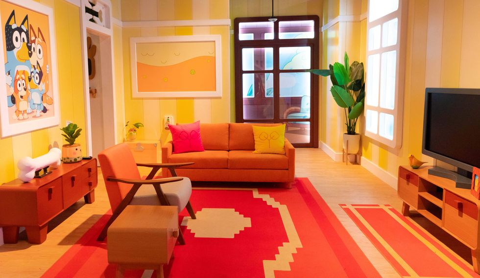 The living room from bluey at camp in houston