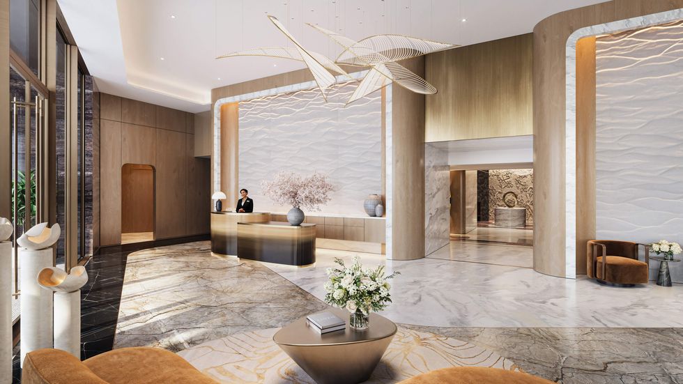 The lobby of the St. Regis Residences, Houston