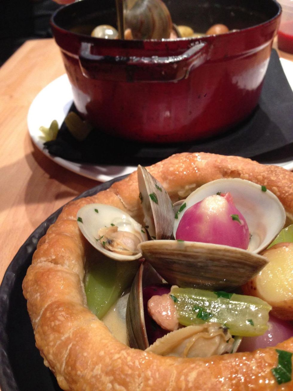 The Pass & Provisions clam chowder for two and bread bowls fresh out of the wood-fired oven December 2013