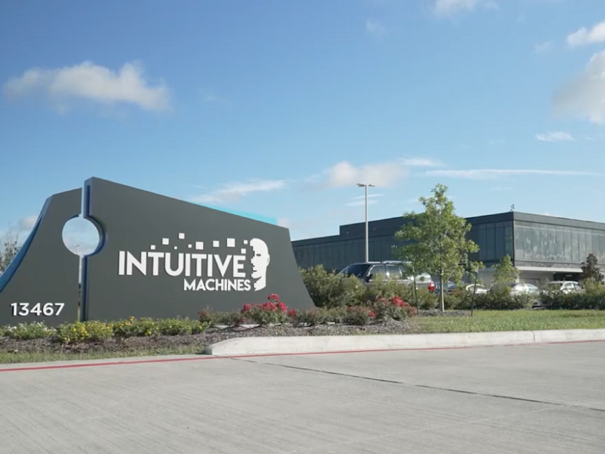 The sign for Intuitive Machines at the the Houston Spaceport at Ellington Airport (EFD).