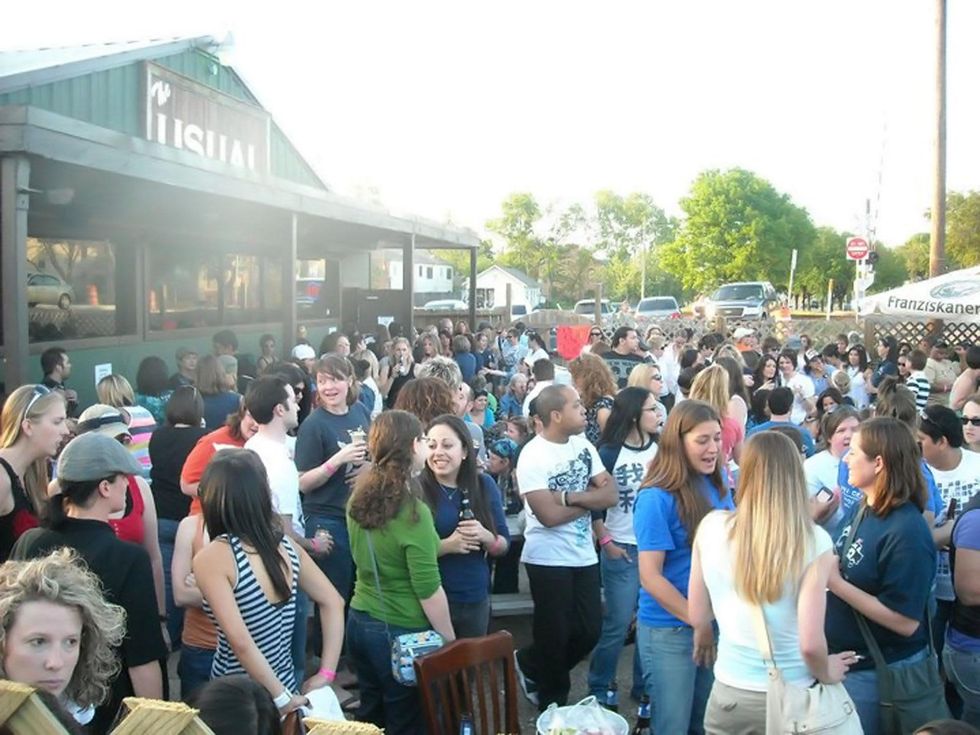 The Usual bar in Houston with crowd in patio