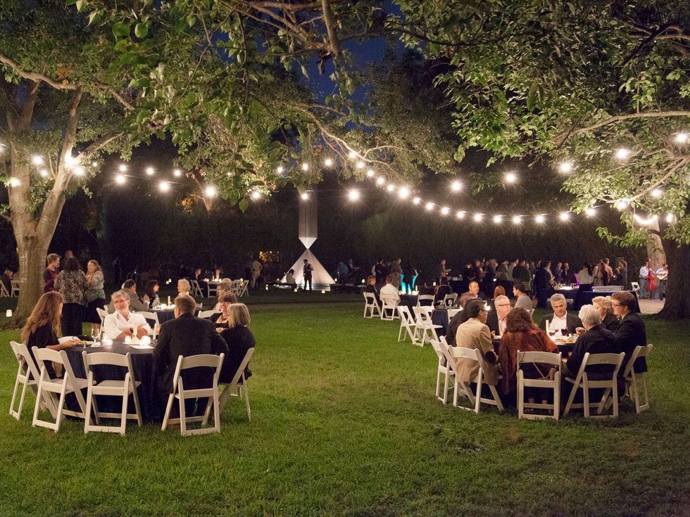 The venue withBarnett Newman's Broken Obelisk in the background at Rothko Chapel's Moonrise Party on the Plaza October 2013