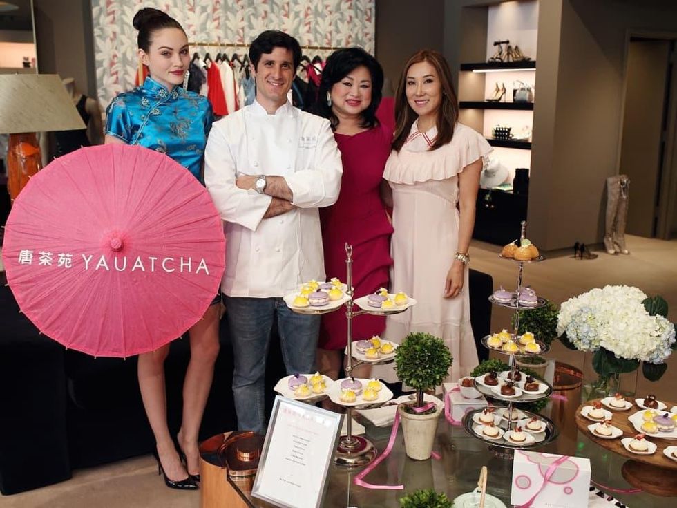 The Webster party Yauatcha umbrella girl, Juan Pablo Colubri, Gigi Huang, Mandy Kao