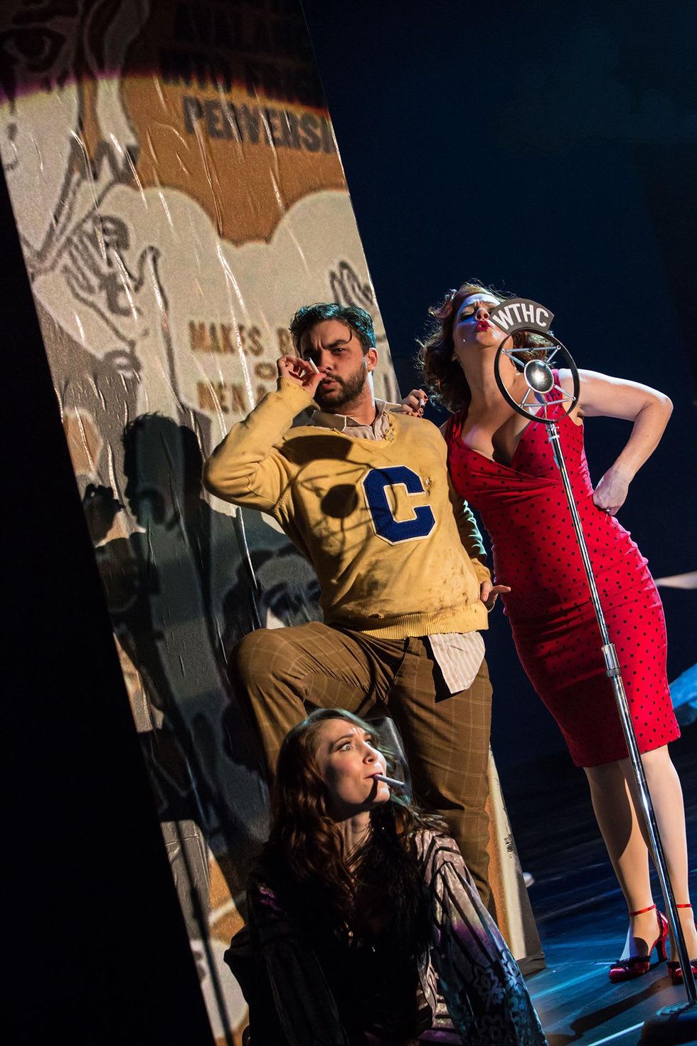 Theatre Under the Stars TUTS Reefer Madness Kristin Warren as Mae, Mark Ivy as Ralph and Brooke Wilson as Sally