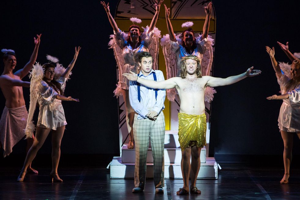 Theatre Under the Stars TUTS Reefer Madness Sean McGee as Jimmy, Nick Henderson as Jesus and Ensemble