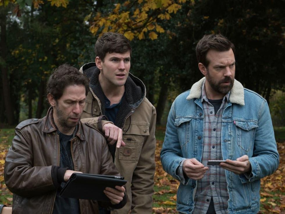 Tim Blake Nelson, Austin Stowell, and Jason Sudeikis in Colossal