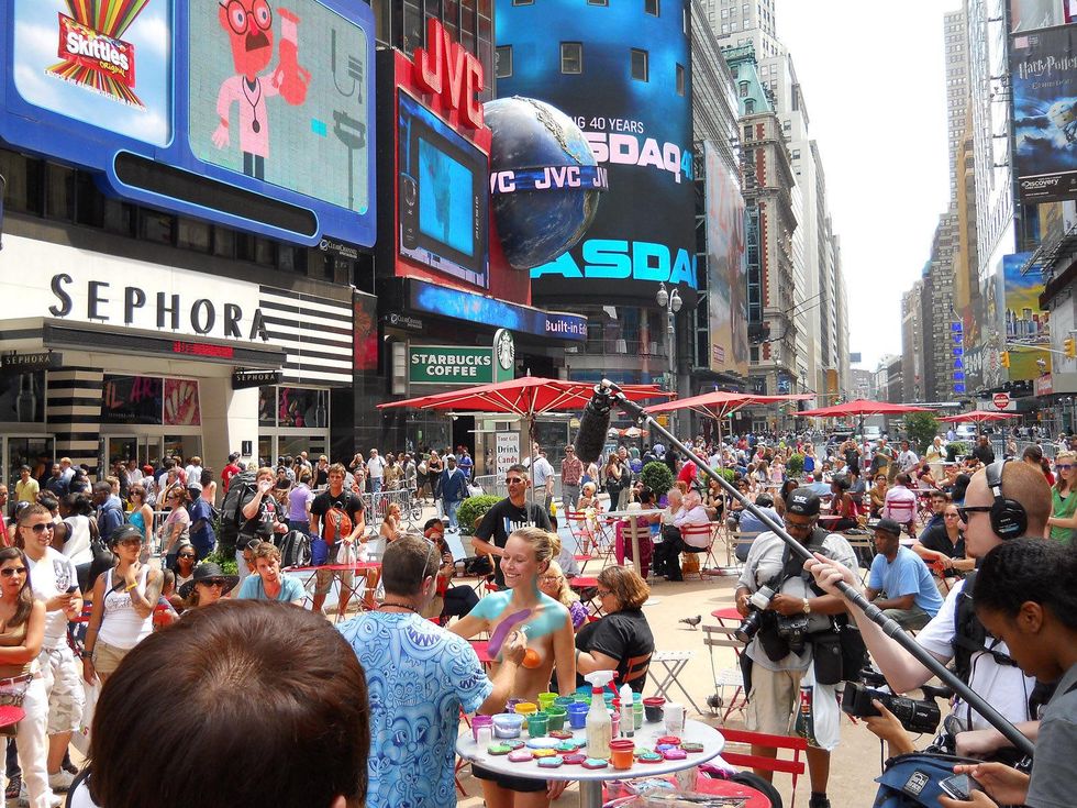 Time Square New York City crowd