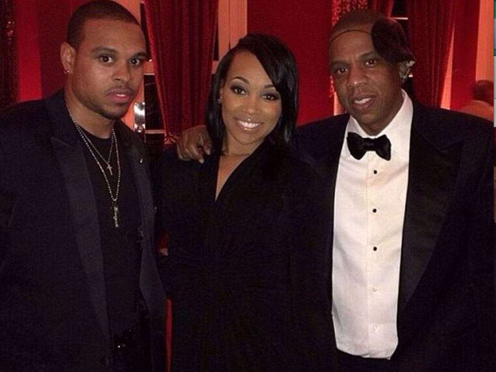 Tina Knowles 60th birthday party in New Orleans January 2014 Musicians Rocko, from left, Monica and Jay Z