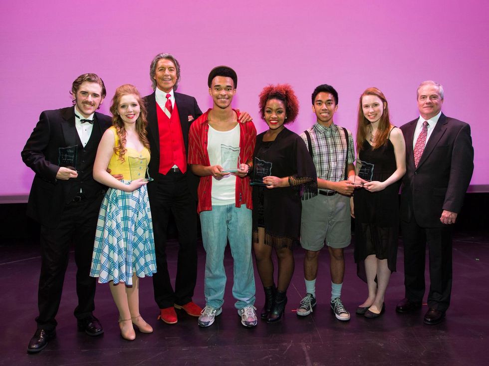 Tommy Tune Awards 2014 Stephen Louis, Emily Lewis, Tommy Tune, Nyles Washington, Amber Scott, Kyle Legacion, Emily Scott, and John Breckenridge