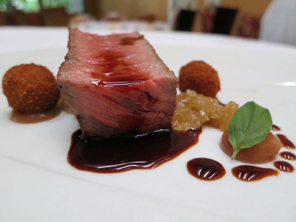 Tony's Houston Bistecca Prime N.Y. strip, rhubarb, bresaola, aged balsamic