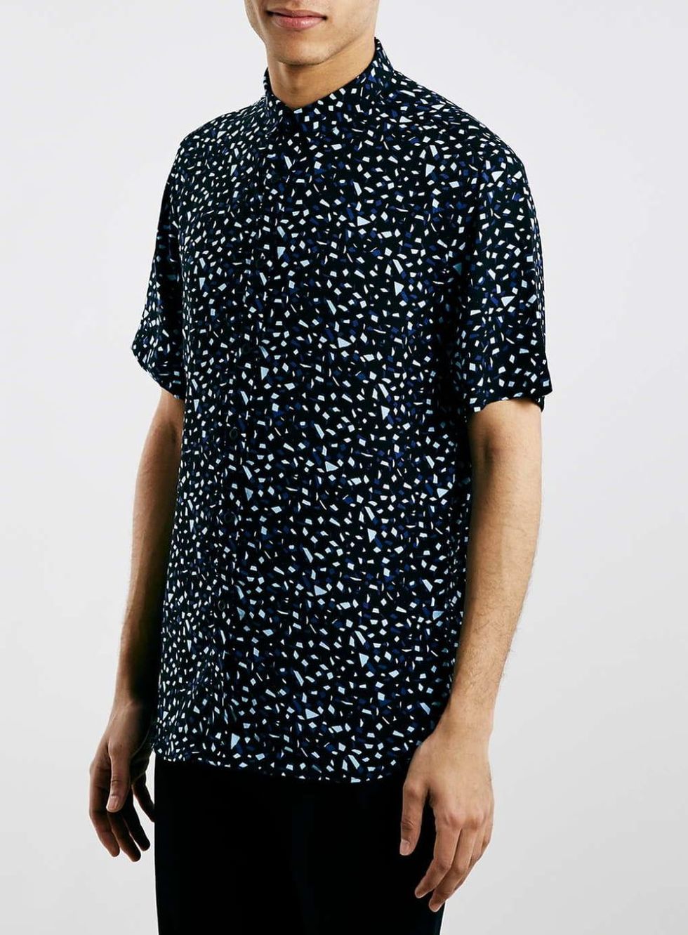 Topman Navy confetti drapey short sleeve smart shirt