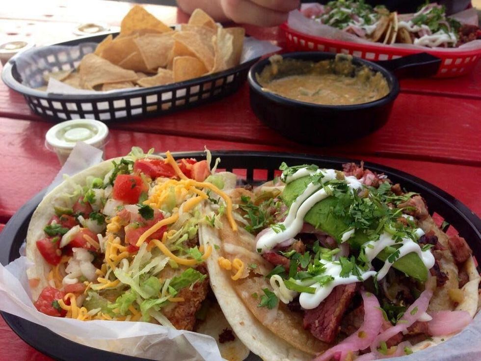 Torchy's Tacos on picnic table