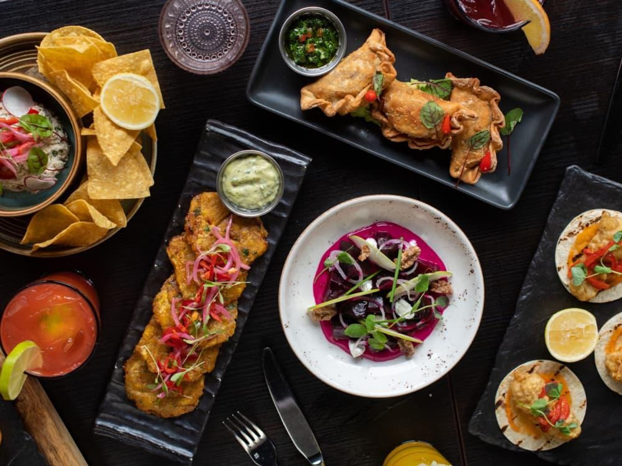 Toro Toro Four Seasons Houston dinner spread